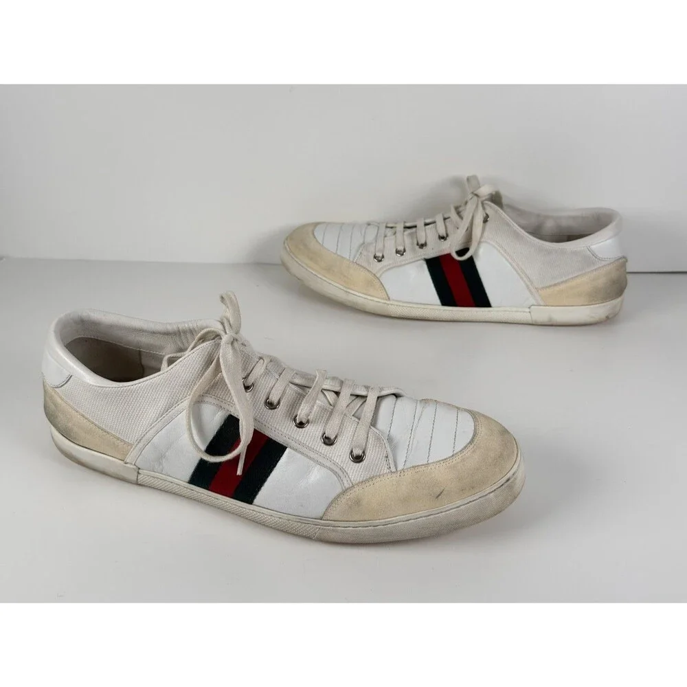 Gucci Men's White Leather Dapper Dan Lowtop Sneaker Size 12 G US 13